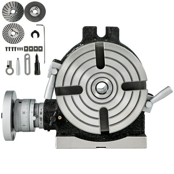 6Inch Rotary Table for Milling Machine, Horizontal&Vertical 4-Slot Milling Table with MT-2 Arbor and Indexing Plate Set for Precision Drilling
