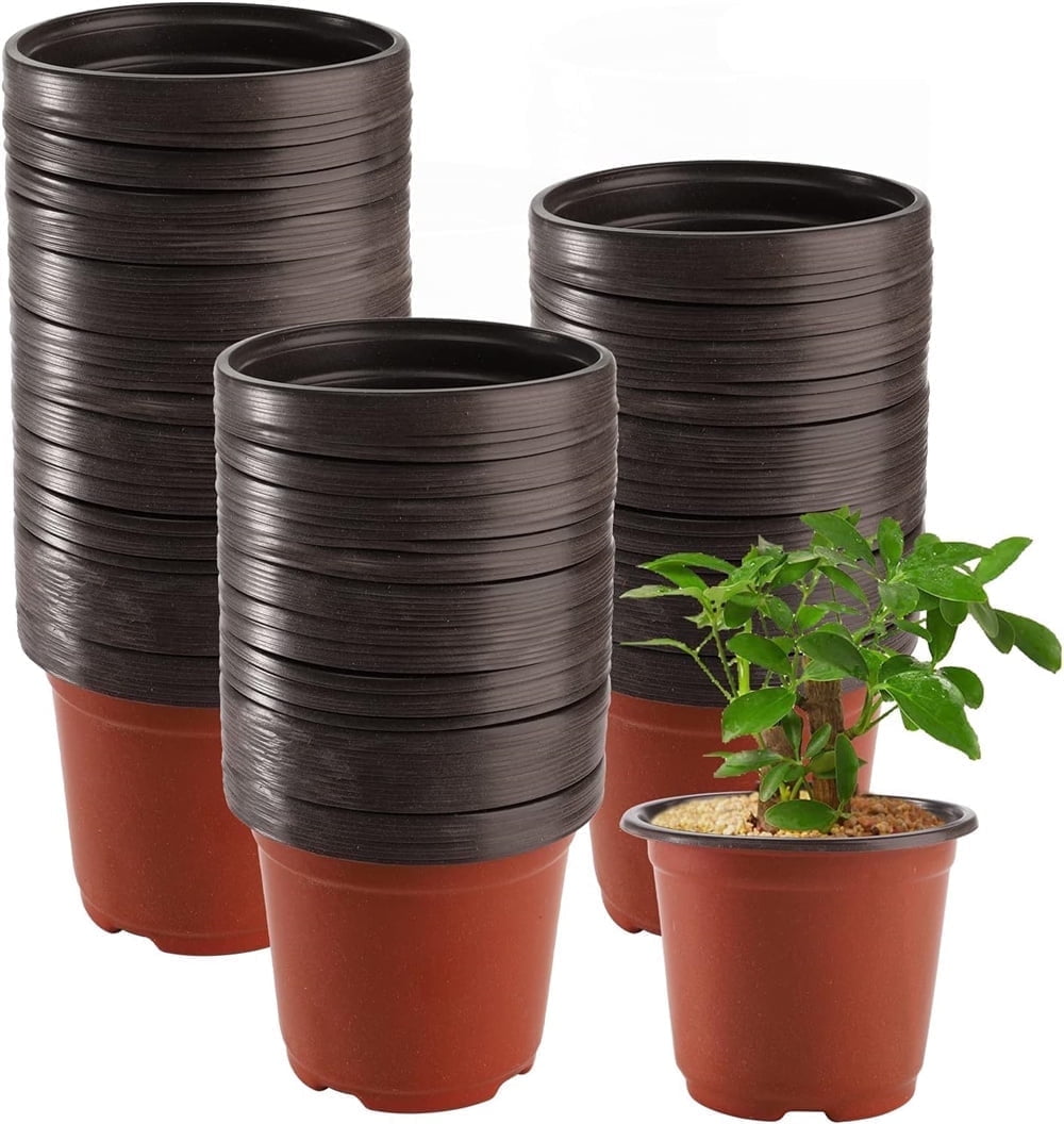 6Inch Seed Starting Pots,Plastic Plant Nursery Pots,Thickened Two-color Seedling Pots,Flower Starter Pots,Plant Cutting Transplanting Containers,for Home Garden Indoor Outdoor 50Pcs