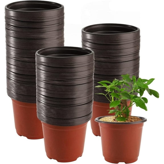 6Inch Seed Starting Pots,Plastic Plant Nursery Pots,Thickened Two-color Seedling Pots,Flower Starter Pots,Plant Cutting Transplanting Containers,for Home Garden Indoor Outdoor 50Pcs