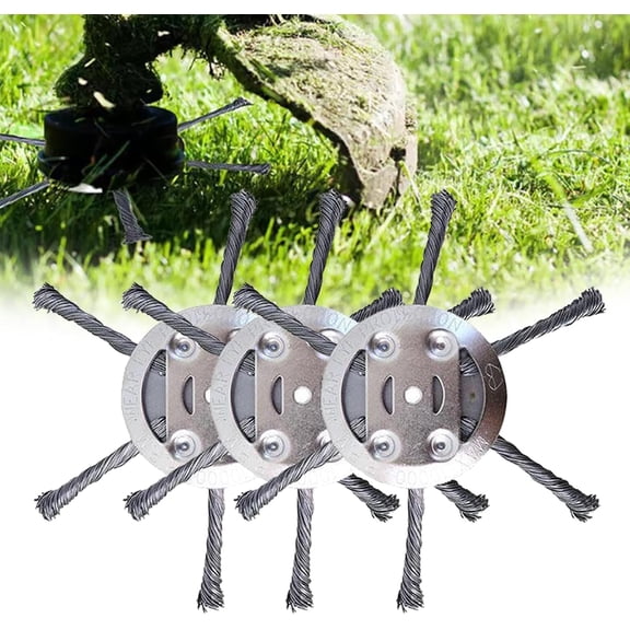 6Inch Steel Weed Eater Trimmer Head, Wire Rotary Brush Weed Cutter, Wire Weed Trimmer Head Weed Remover Tool, Wired Trimmer for Lawn Mower Tray(3Pcs)