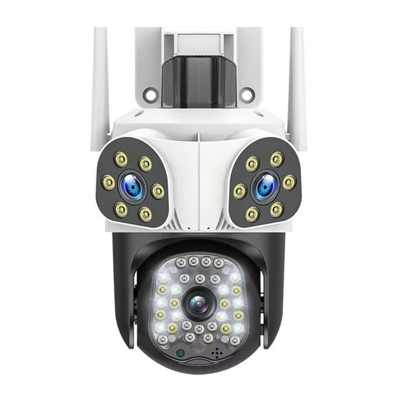 6K 12MP Camera Outdoor Motion Tracking Three Len Screens 4X Zoom PTZ Video Cam Security Protection CCTV Surveillance Camera