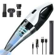 EFaith Cordless Handheld Vacuum Cleaner, Wet/Dry 6KPA Convenient Car Vacuum Cleaner with 7.4V and 16.4FT Car Charging Cord, LED Light for Car and Home Cleaning, Black