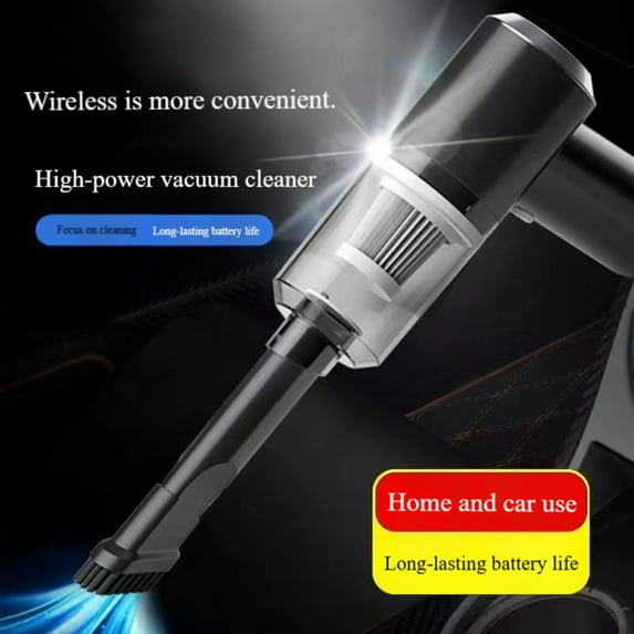 Cordless Car Vacuum 6KPa Suction USB Rechargeable Wet/Dry Compact ABS Transparent Dust Cup