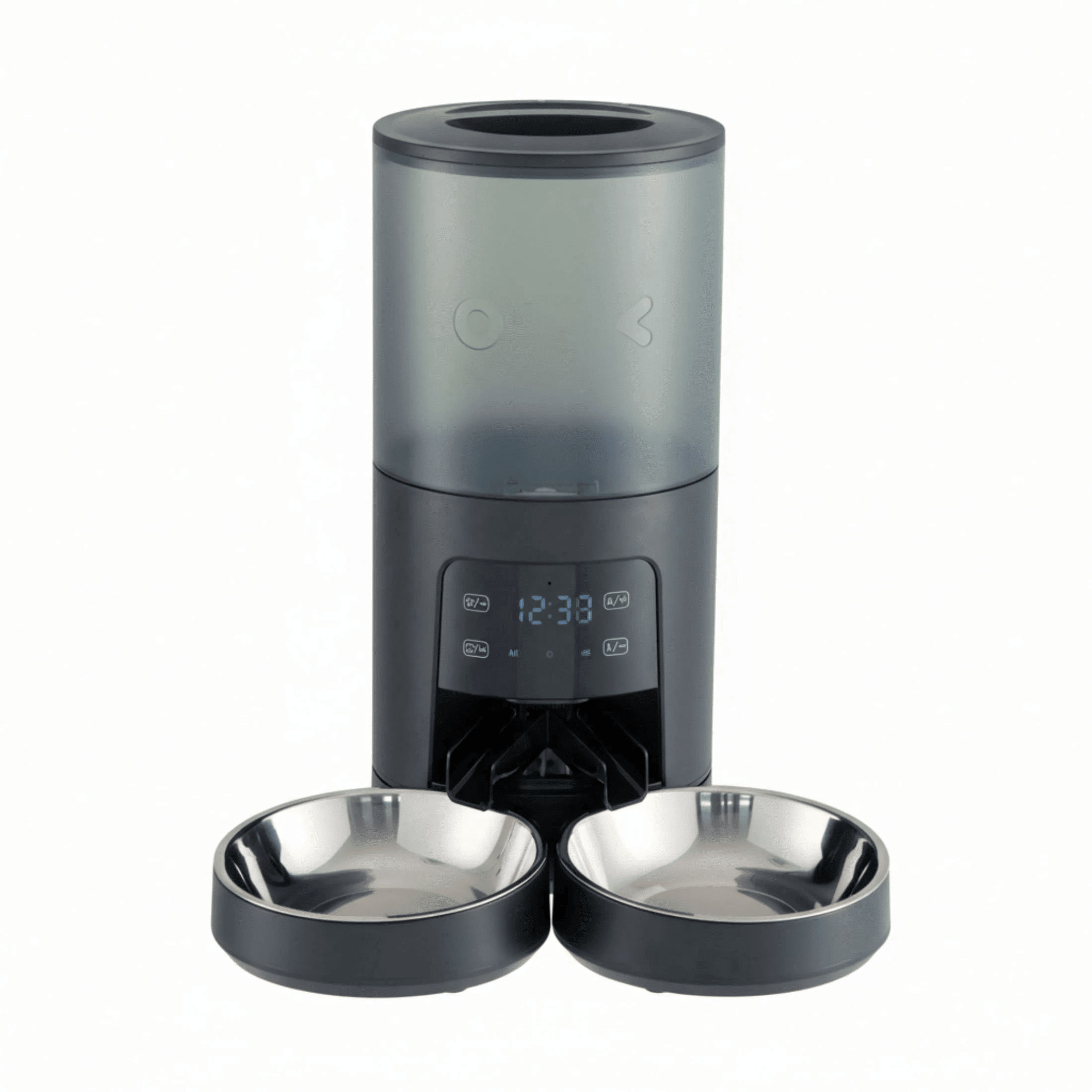 6L Automatic Cat Feeder for 2 Cats, Timed Cat Food Dispenser with 2 Stainless Bowls, 10s Voice Recorder, Dual Power Supply, 6 Meals 50 Portions Per Day, Dual Pet Feeder for Cat and Dog
