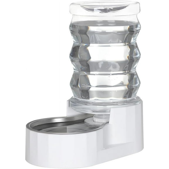 6L Automatic Pet Waterer, 100% BPA Free, Stainless Steel Gravity Feeder, Convenient Drinking Water Dispenser Designed for Dogs and Cats (White, 6L)
