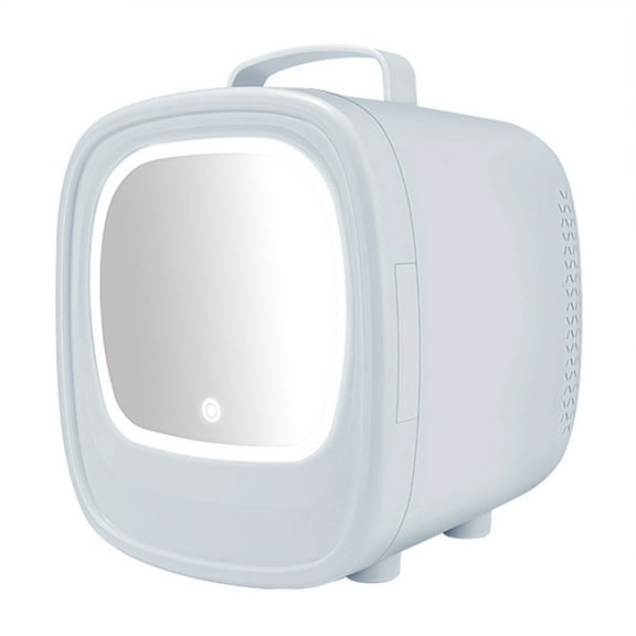 6L Beauty Mini Fridge Skincare Refrigerator with Touch Screen Led Makeup Mirror for Car Skincare Cosmetics Blue