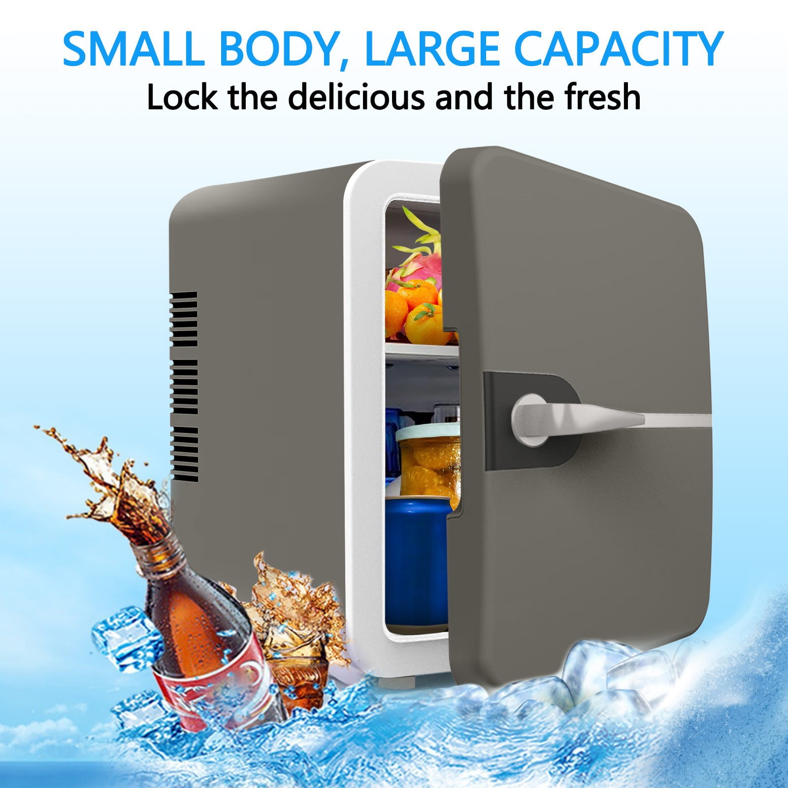 6L Car Refrigerator Mini Cooler Warmer Portable DC12V AC220V for Dorm Office Home Beauty Skincare Food Drink Beer 48W Low Noise Adjustable Temp Compact Hot Cold Dual Use