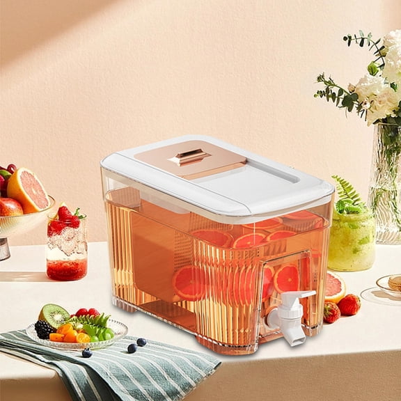 6L Cold Kettle Iced Juice Dispenser Water Bucket Fridge Beverage Dispenser Transparent Holder Juice Tea Jug for Family Daily Use White