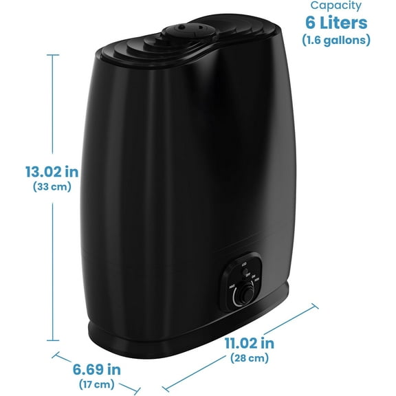 6L Cool Mist Humidifier for Large Rooms, Quiet 50HR Runtime No-Filter with Essential Oil Tray