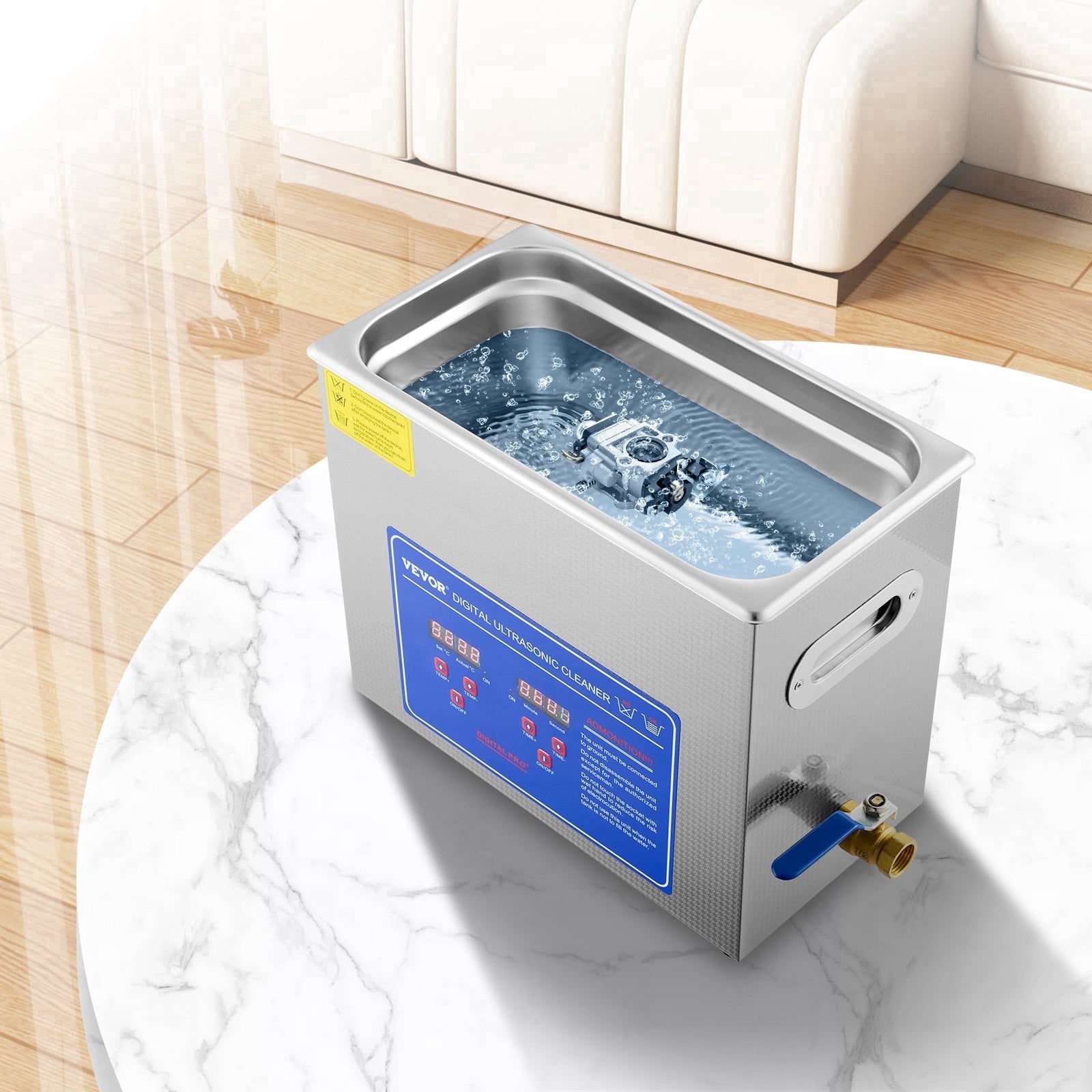 6L Digital Ultrasonic Cleaner, 40kHz, with Heater & Timer, for Jewelry, Glasses & Parts