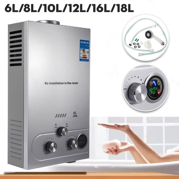 SIHAO 6L Tankless Water Heater for Home RV Camping Use - 1.6 GPM LPG Propane Gas Instant Hot Water Heater