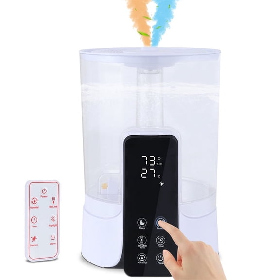 6L Humidifier, Warm & Cool Mist Humidifier for Babies, Bedroom, Nursery, Home and Office, High Precision Humidity Sensor, Plants, Large Capacity