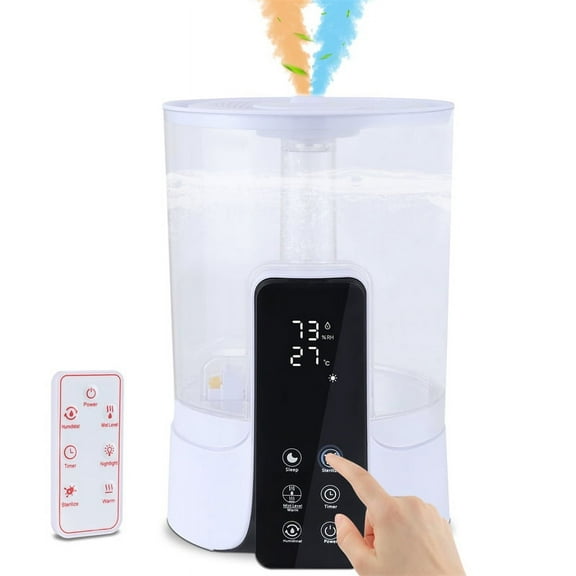 6L Humidifier, Warm & Cool Mist Humidifier for Babies, Bedroom, Nursery, Home and Office, High Precision Humidity Sensor, Plants, Large Capacity