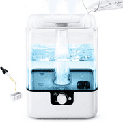 6L Humidifiers for Bedroom Large Room Home, CHIVALZ Cool Mist Top Fill Humidifiers for Baby Nursery and Plants, 26dB Quiet, Nightlight, Up to 50 Hours, Oil Diffuser 1 Pack + 2 Mist Outlets White