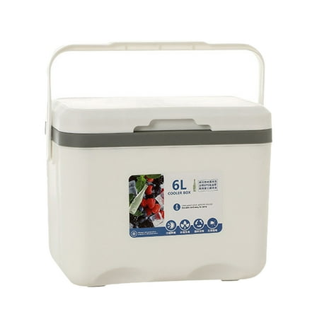 6L Insulated Cooler Storage Container for Hot Food and Ice - Compact Hard Ice Chest for Fishing Camping and Outdoor Adventures