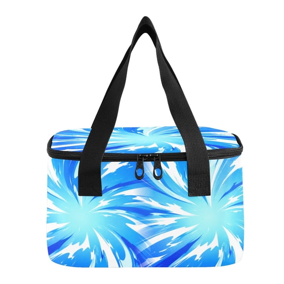 6L Insulated Lunch Bag Square Handheld Cooler Tote Blue Swirl Motion Reusable Thermal Bag with Polyester & Aluminum Lining for Work Picnic Travel