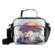 6L Large Capacity Student Lunch Bag, Insulated Cooler Bag with Reflective Strip, Crossbody Portable Printed Lunch Tote Cartoon Mushroom Man