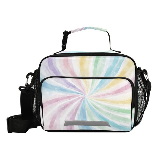 6L Large Capacity Student Lunch Bag, Insulated Cooler Bag with Reflective Strip, Crossbody Portable Printed Lunch Tote Colorful Beauty Vortex