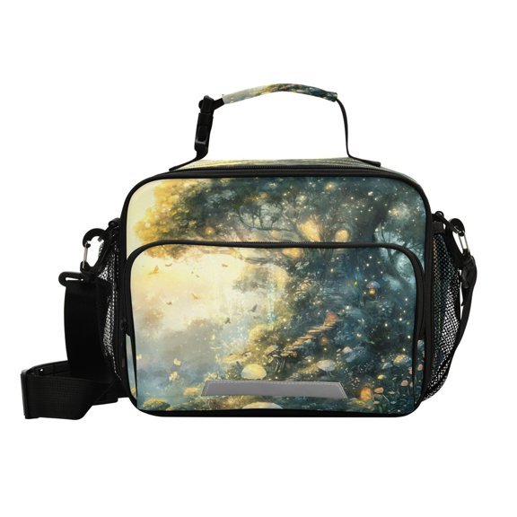6L Large Capacity Student Lunch Bag, Insulated Cooler Bag with Reflective Strip, Crossbody Portable Printed Lunch Tote Magic Tree