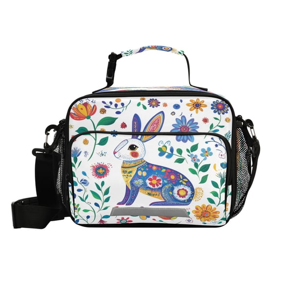 6L Leakproof Lunch Tote with Thermal Lining Lunch Bag Picnic Cooler Bag Art Motifs Style Rabbit