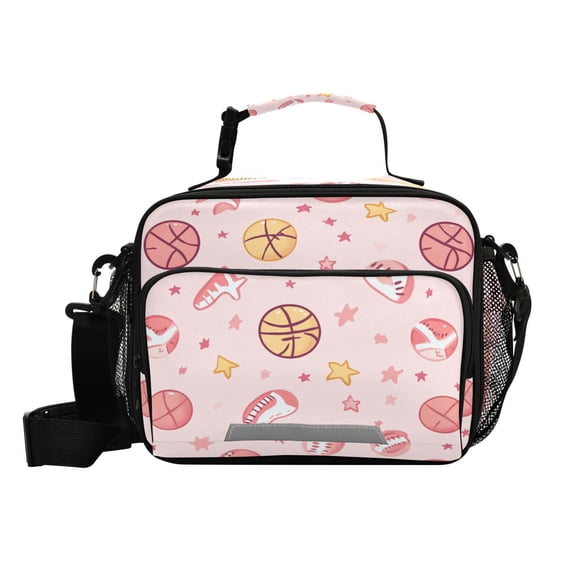 6L Leakproof Lunch Tote with Thermal Lining Lunch Bag Picnic Cooler Bag Basketballs and Baseballs