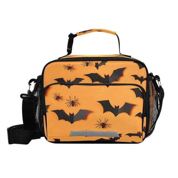 6L Leakproof Lunch Tote with Thermal Lining Lunch Bag Picnic Cooler Bag Black Paper Bat Cutouts