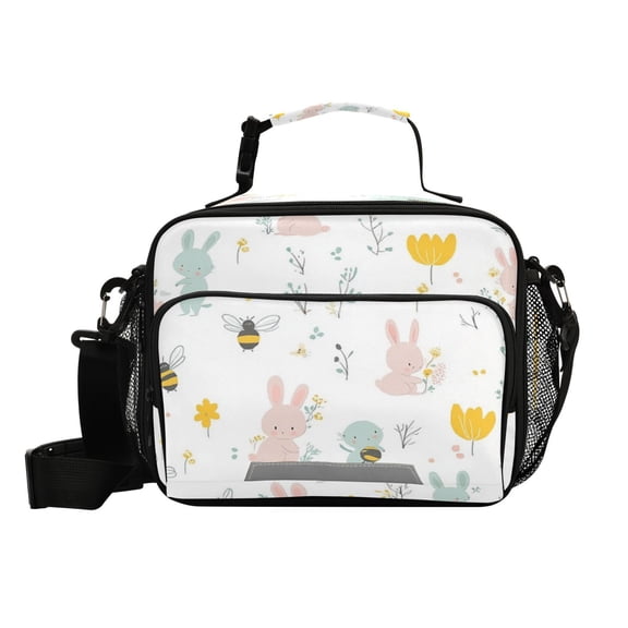 6L Leakproof Lunch Tote with Thermal Lining Lunch Bag Picnic Cooler Bag Cute Bees and Flowers
