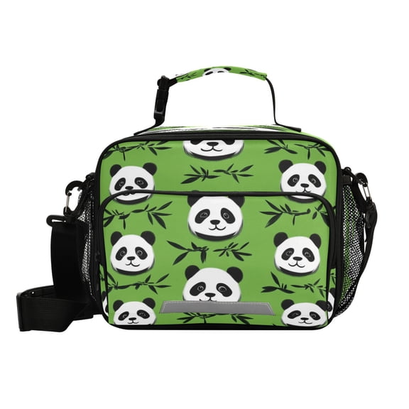 6L Leakproof Lunch Tote with Thermal Lining Lunch Bag Picnic Cooler Bag Cute Panda Heads