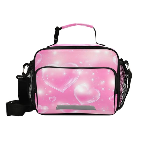 6L Leakproof Lunch Tote with Thermal Lining Lunch Bag Picnic Cooler Bag Heart-shaped Bubbles