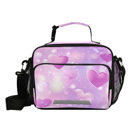 6L Leakproof Lunch Tote with Thermal Lining Lunch Bag Picnic Cooler Bag Hearts and Bokeh Lights
