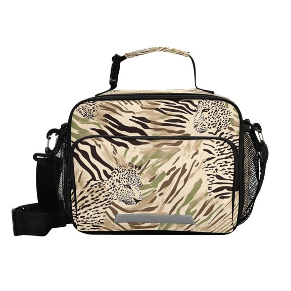 6L Leakproof Lunch Tote with Thermal Lining Lunch Bag Picnic Cooler Bag Leopard Print Pattern