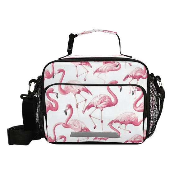 6L Leakproof Lunch Tote with Thermal Lining Lunch Bag Picnic Cooler Bag Pink Flamingos Pattern