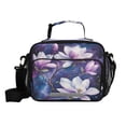 thumbnail image 1 of 6L Leakproof Lunch Tote with Thermal Lining Lunch Bag Picnic Cooler Bag Purple Magnolia Flowers, 1 of 9