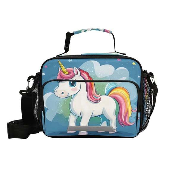 6L Leakproof Lunch Tote with Thermal Lining Lunch Bag Picnic Cooler Bag Rainbow Unicorn