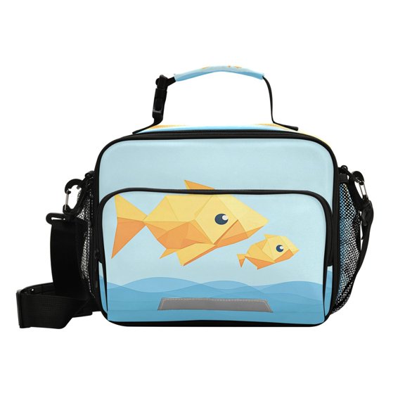 6L Leakproof Lunch Tote with Thermal Lining Lunch Bag Picnic Cooler Bag Simple Origami Fish