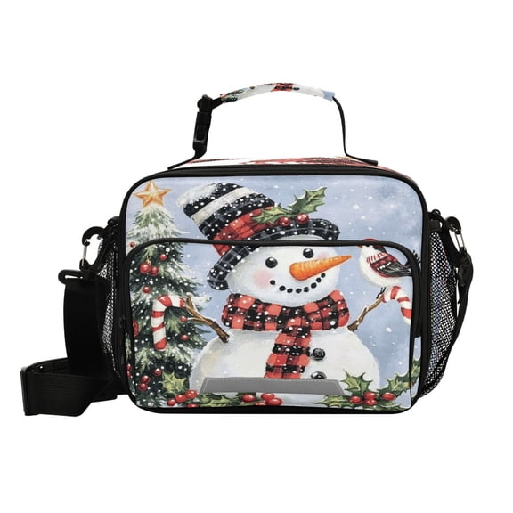 6L Leakproof Lunch Tote with Thermal Lining Lunch Bag Picnic Cooler Bag Smiling Snowman
