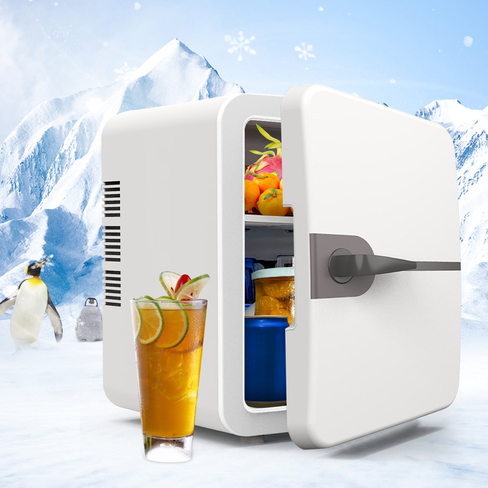 6L Mini Car Refrigerator Cooler Warmer Hot Cold Dual Use Compact 12V DC 220V AC for Dorm Office Beauty Skincare Food Drink Quiet Portable