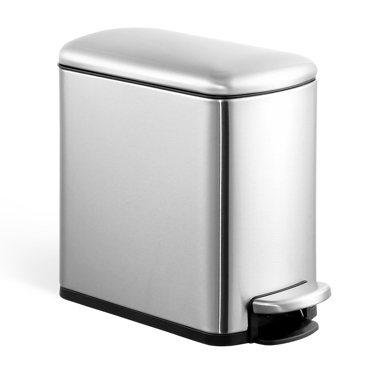 Rotho Paso Pedal Bin 6L – Bathroom Trash Can With Lid, BPA-Free Plastic, Green/Metallic