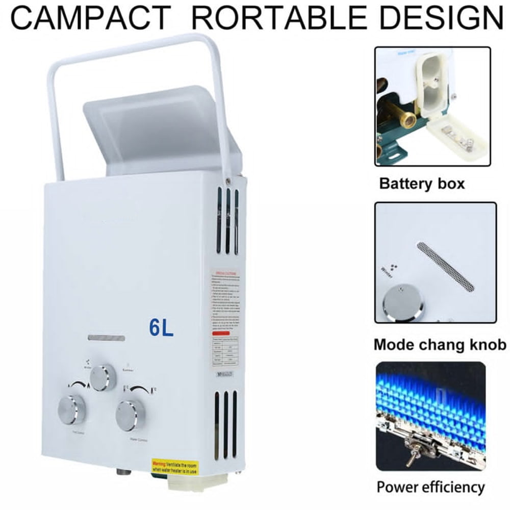 6L Portable Tankless Hot Water Heater Camper Propane Gas LPG Outdoor