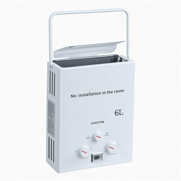 6L Portable Tankless Water Heater for Outdoor Use, LPG Gas Instant Hot Water System with Multiple Safety Protections, Ideal for Camping, RV Shower & Pet Bathing.
