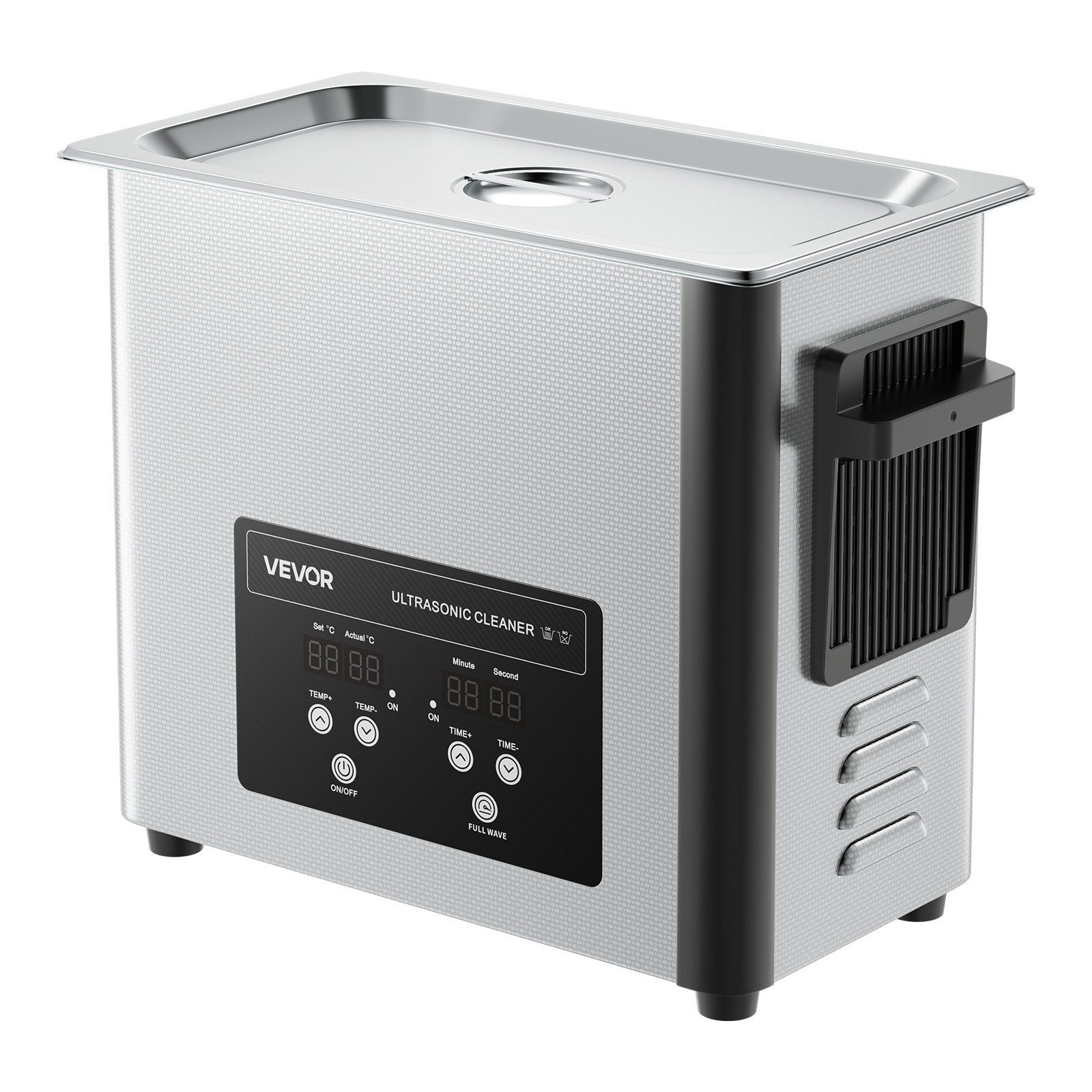 6L Professional Ultrasonic Cleaner Machine 120W Stainless Steel 40kHz with Digital Display and Cleaning Basket for Watches Jewelry Razors Coins