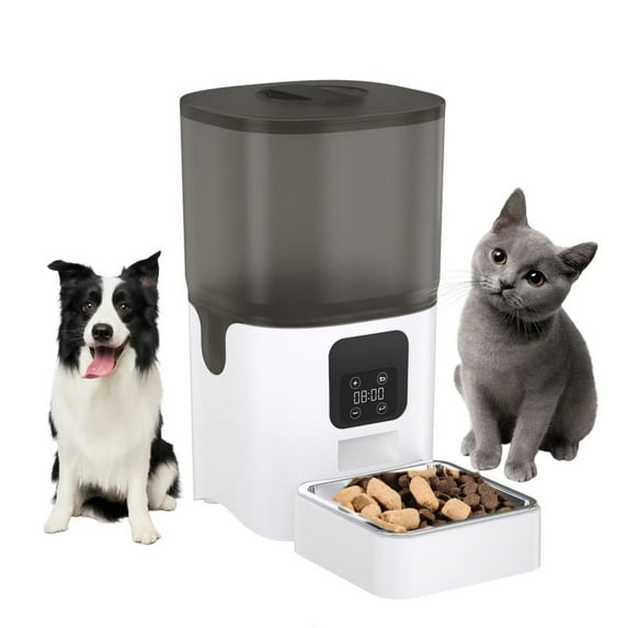 6L Smart Automatic Pet Feeder Button Control without WiFi and Quantified Cat and Dog Food Dispenser