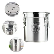 6L Stainless Steel Cereal Container Kitchen Food Rice Storage Bucket Canister Airtight Canister Container Locking Clamp Flour Rice Storage Bucket Kitchen Food Cereal Container