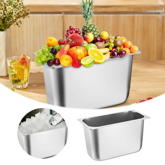 6L Stainless Steel Food Pan with Lid – Rectangular Serving Tray for Catering, Outdoor & Commercial Use, Kitchen Food Storage & Serving.