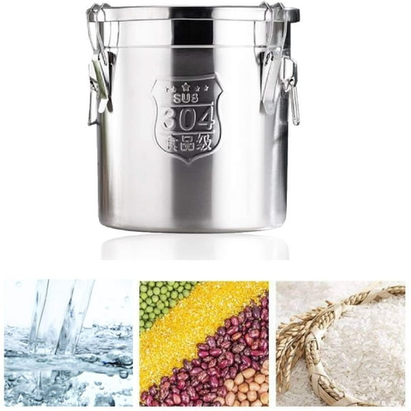 6L Stainless Steel Food Storage Bucket Airtight Canister Rice Oil Storage Container Bucket Jars