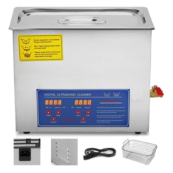 6L Ultra Machine With Heating Stainless Steel Ultra Cleaner Bath Device For Glasses, Jewelry, Dentures, Coins