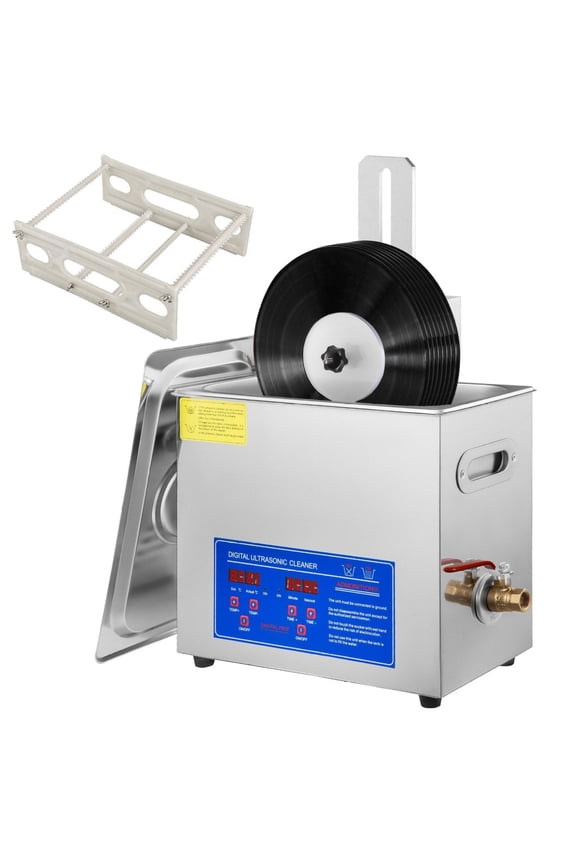 6L Ultrasonic Vinyl Record Cleaner Machine, 7-12 Inch 8 Records, 180W Digital Ultrasonic Cleaner with Drying Rack for Vinyl Cleaning