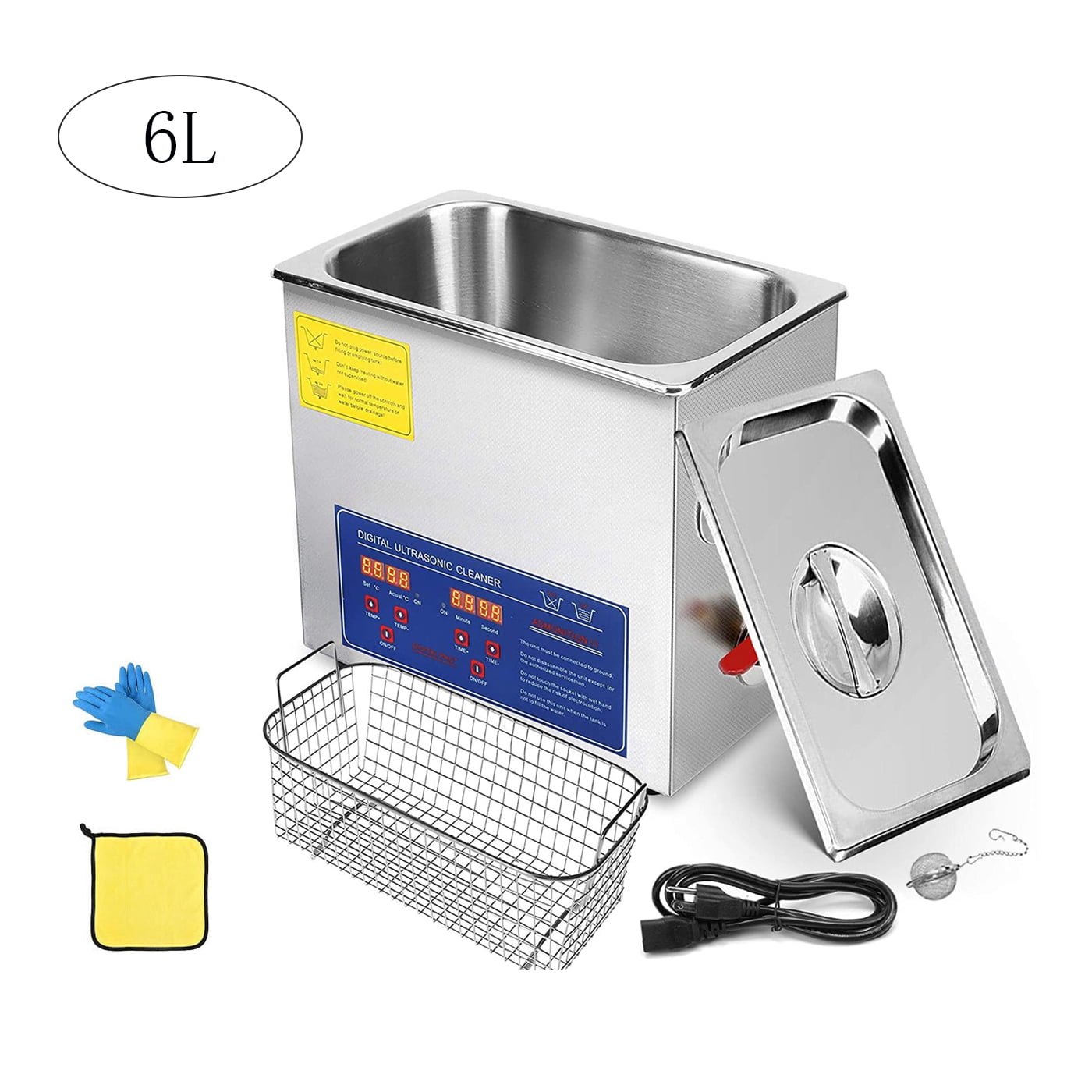 SDKEHUI 6L Upgraded Ultrasonic Cleaner (200W Heater,180W Ultrasonic) 40kHz Ultrasonic Cleaning Machine Knob 304 Stainless Steel Ultrasonic Cleaner Machine for Cleaning Jewelry Eyeglasses Watches