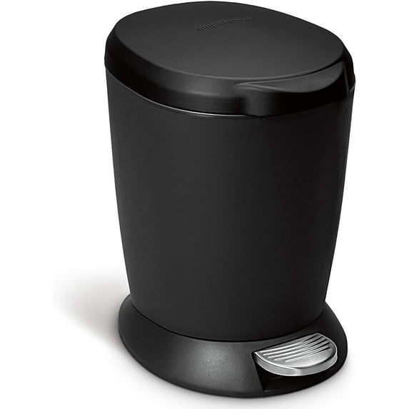 6L round step can, black plastic