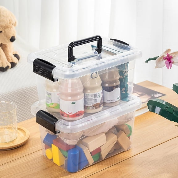 6L x 20 Pack Storage Boxes, Clear Plastic with Lids and Handle for Home Dorm Office Organization, Stackable Nesting Tote Container
